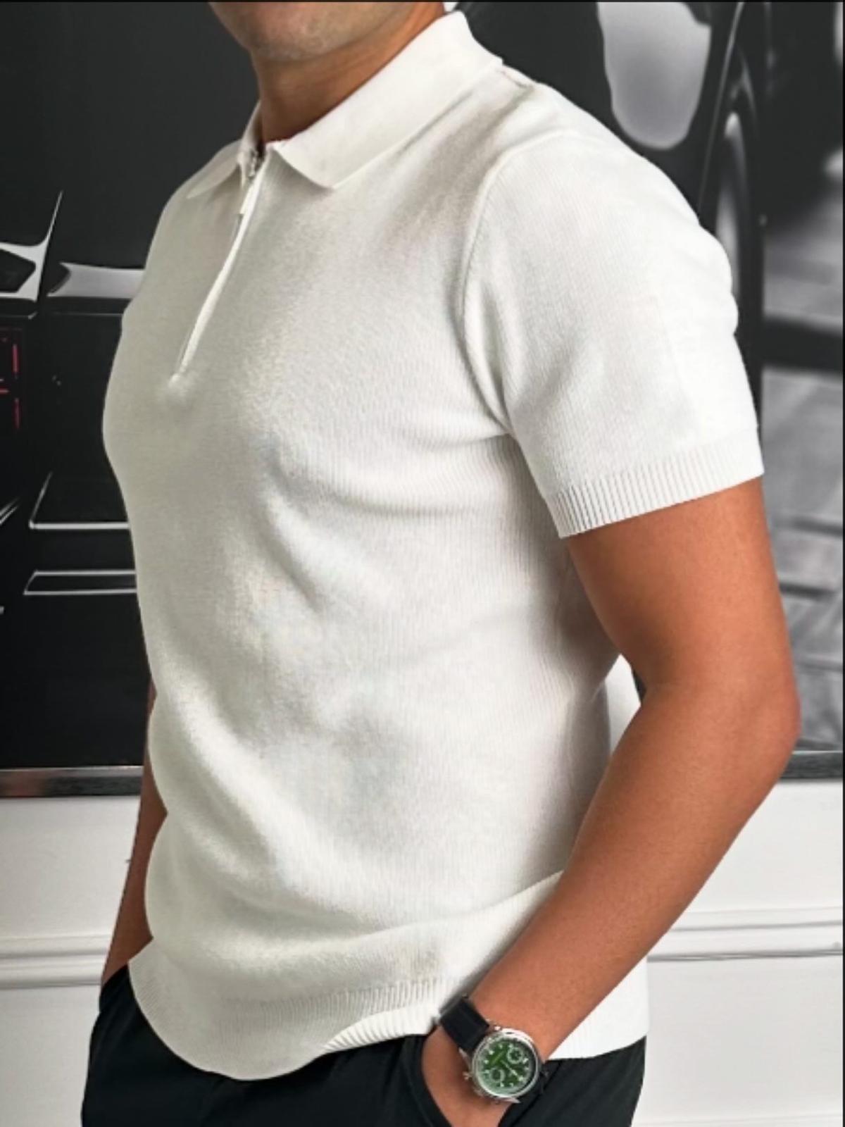 POLO T-SHIRT WITH ZIPPER WHITE