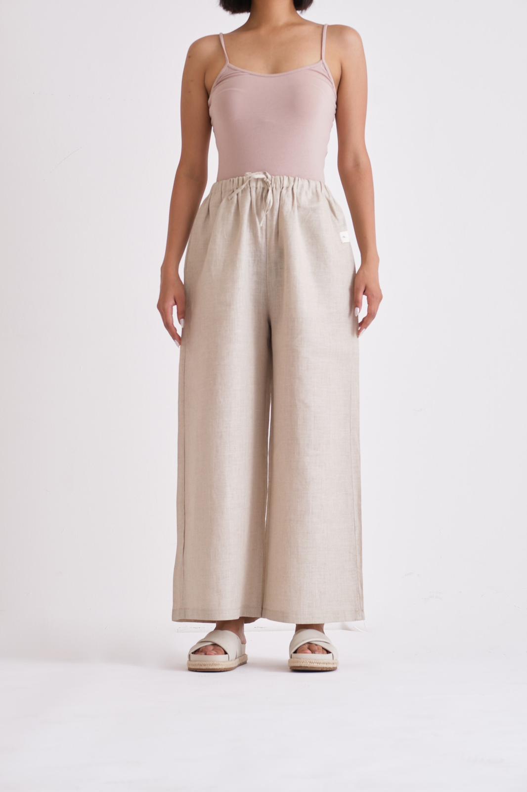 ALIA MEHDAR LINEN PANTS BEIGE بنطلون كتان بيج