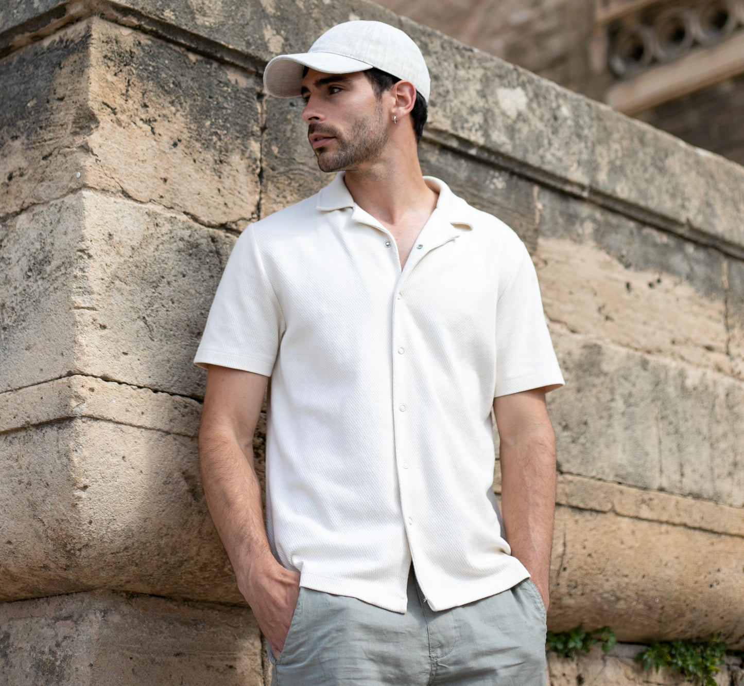 BEIGE LINEN CAP