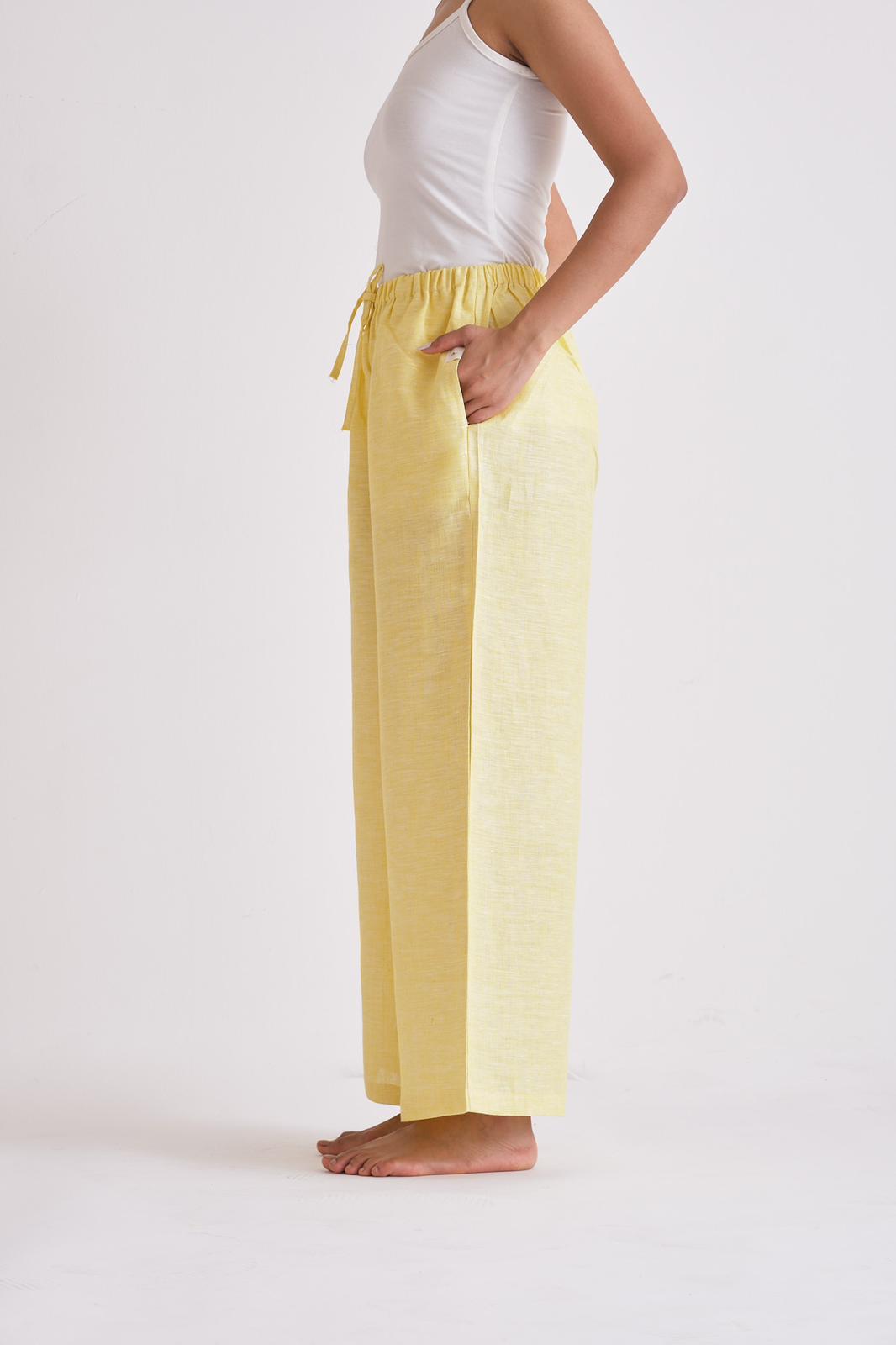 ALIA MEHDAR LINEN PANTS YELLOW بنطلون كتان أصفر