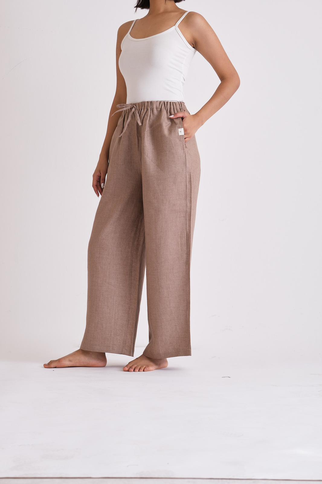 ALIA MEHDAR LINEN PANTS WOMEN بنطلون كتان بيج