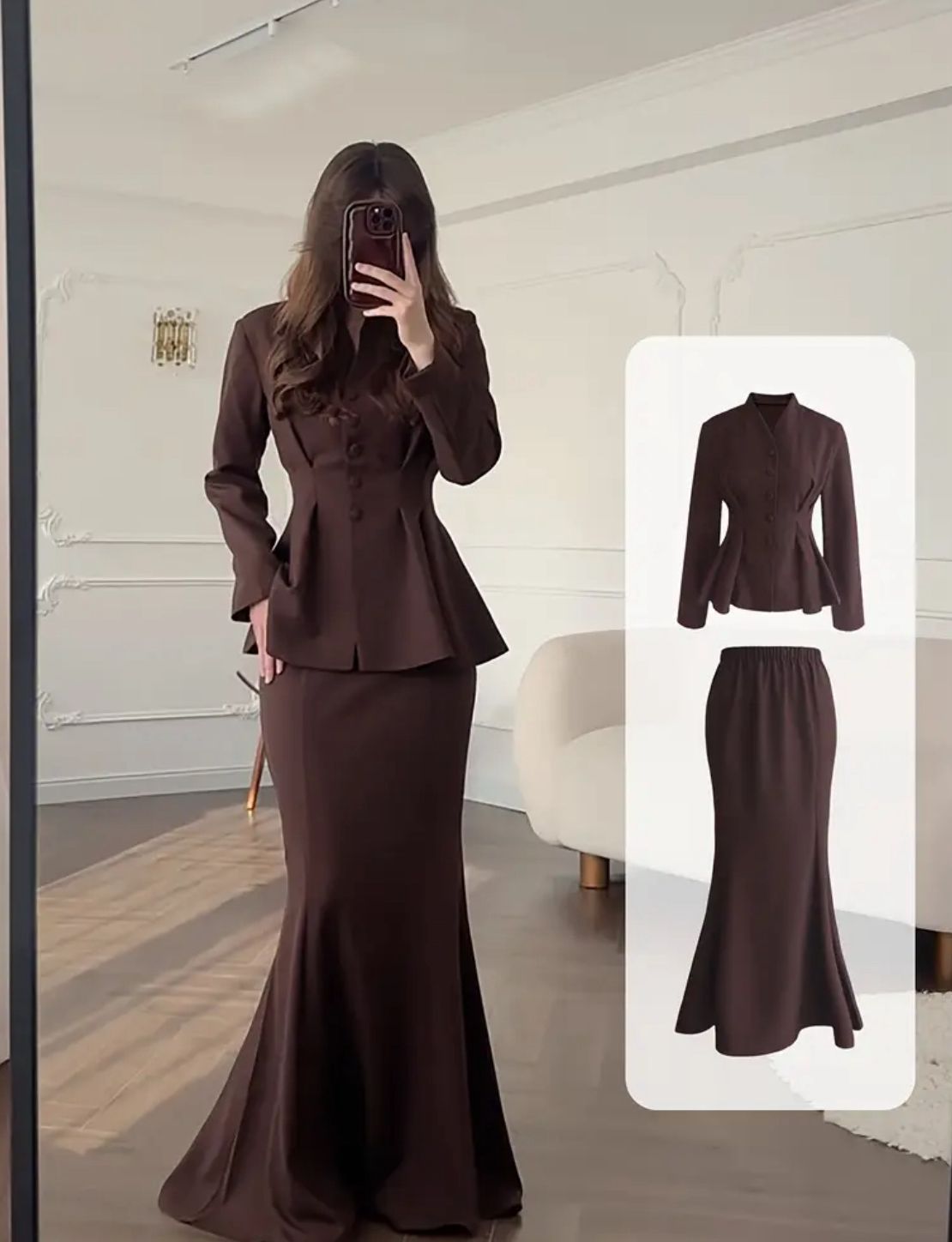 MERGE BROWN SKIRT SET 3 / اوتومن ميرج الست 3