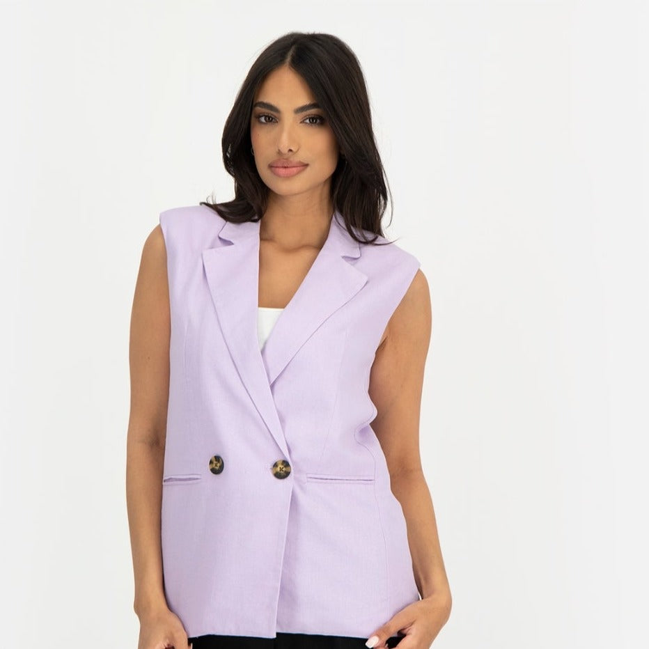 ONLY LOOSE LINEN BL VEST LILAC سترة
