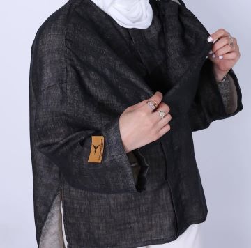 DOUBLE FACED LINEN SHAWL SHIRT قميص شال من الكتان مزدوج الوجه