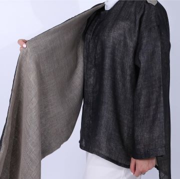 DOUBLE FACED LINEN SHAWL SHIRT قميص شال من الكتان مزدوج الوجه