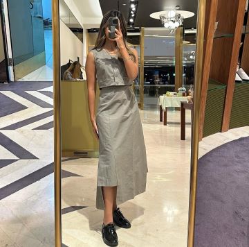 KUTS VEST SKIRT NAVY GREEN مجموعة سترة