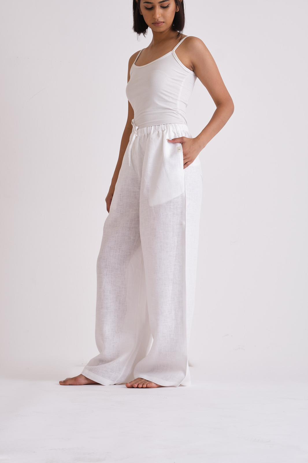 ALIA MEHDAR LINEN PANTS WOMEN بنطلون كتان بيج