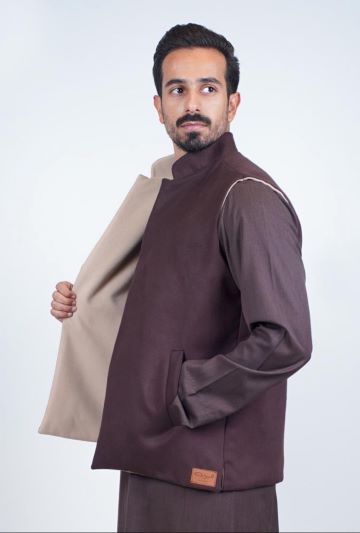 HABOOB VEST BROWN X BEIGE