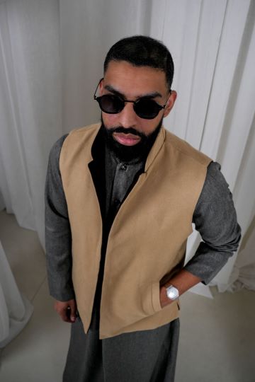 HABOOB VEST BROWN X BEIGE