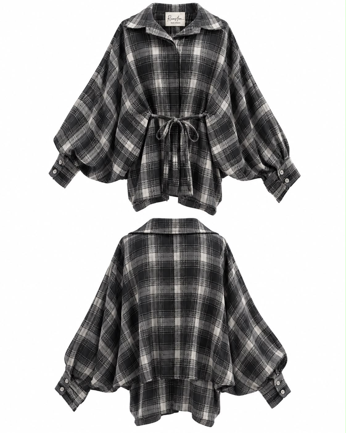 PLAID TOP BLACK
