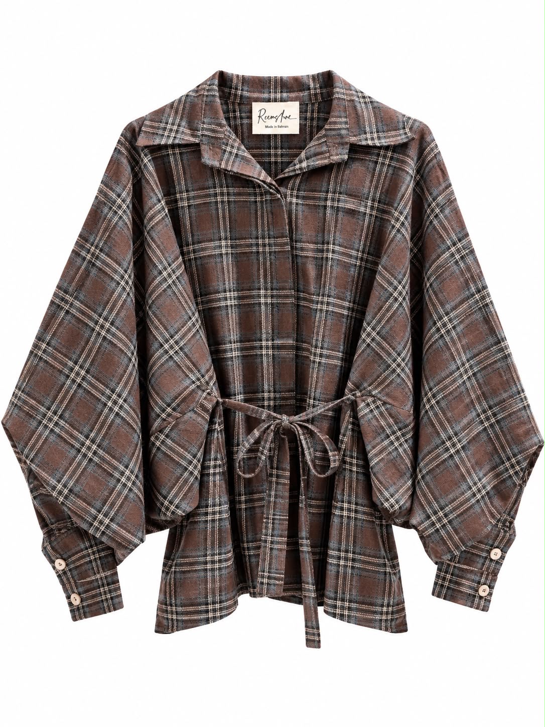 PLAID TOP BROWN