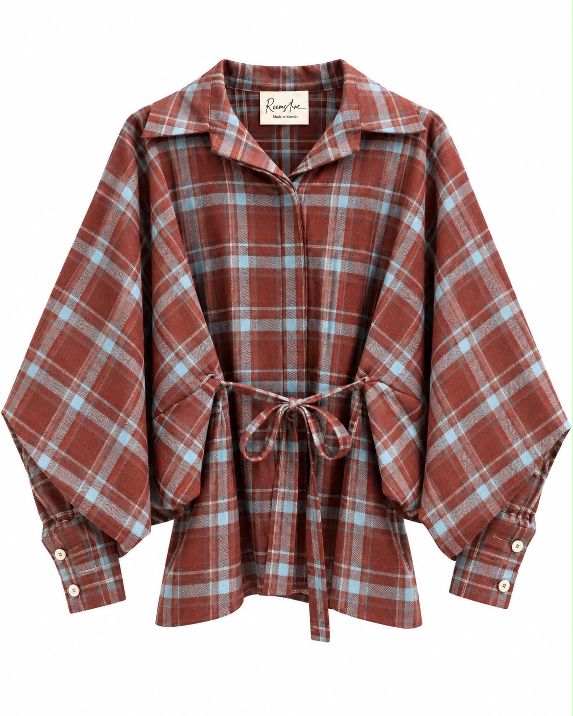 PLAID TOP BURNT ORANGE